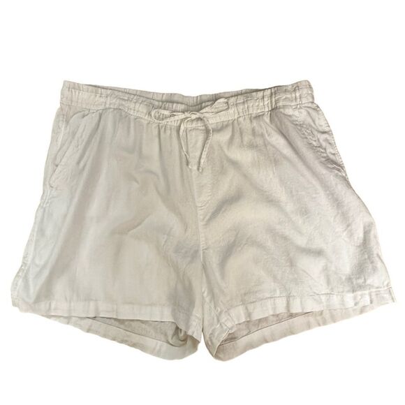 Old Navy ~white linen shorts ~ size XXL ~ elastic drawstring waist ~side pockets - Picture 1 of 7